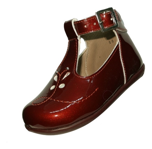 Zapato Para Niña De Piel Con Arco Charol Rojo Rilo