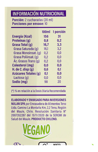 Crema Clásica Vilay 200 Ml Sin Lactosa - Sin Gluten - Vegano