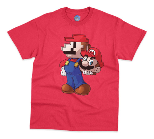 Playera Super Mario Bros Cabeza 2d Parodia Gamer Videojuego