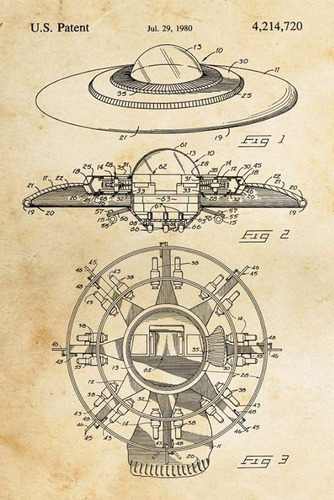 Pôster Retrô - Ovni  Patent  1980   - Decora - 33 Cm X 48 Cm