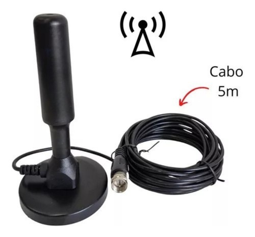 Antena Digital Premium 5m 4.0dbi Sinal Hdtv Base Magnética