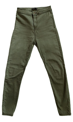 Pantalón Bershka High Skinny Jeans Verde Militar 