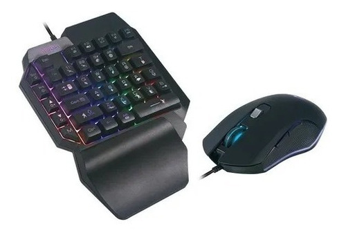 Kit Teclado Una Mano + Mouse Gamer Juegos Led Rgb Noga Ak75!