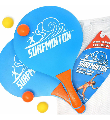 Surfminton Classic Beach Tennis Juego Paleta Madera 4 2