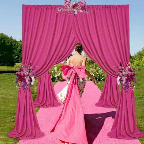 Cortinas De Fondo Soardream De Poliéster Rosa Intenso, 6 X 3