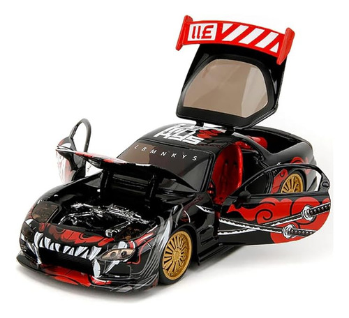 Jada 1:24 Lab Monkeys 1993 Mazda Rx - 7 Figura Saru Color Rojo/ Negro