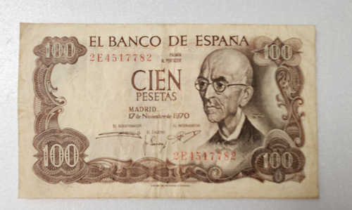 Cédula Da Espanha 100 Pesetas 1970 P152 Mbc