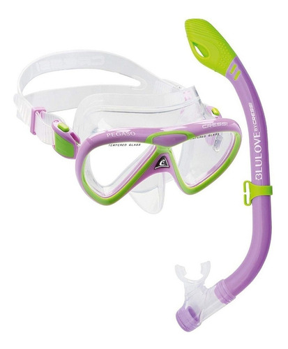 Set Mini Snorkel Cressi Bonete Infantil Lila/ Verde L / Xl