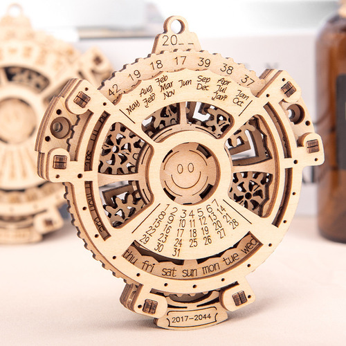 Calendario Perpetuo Puzzle Mecánico De Madera Diy