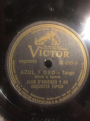 Disco De Pasta 78 Rpm Juan Darienzo Tango 60-0785