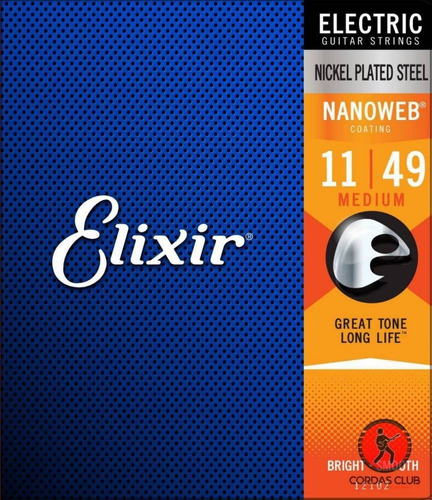 Encordoamento Elixir Guitarra 011 Nanoweb 12102 Medium