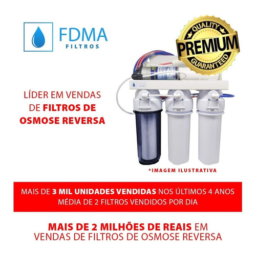 Filtro Osmose Reversa Consumo 100gpd 6 Estágios Com Bomba
