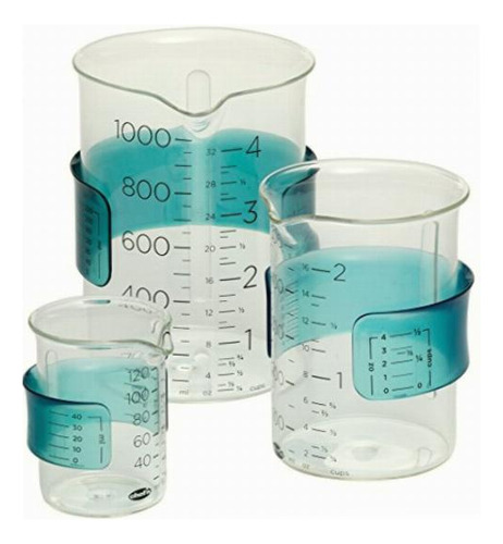 Chef'n Set Of 3 Adjustable Measuring Beakers, Clear