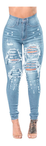 Jeans Rasgados Mujer Jeans Ajustados Elásticos Cintura Alta