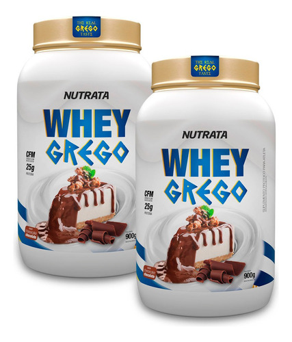 2x Whey Protein Cremoso Grego 900g - Nutrata Sabor Cheesecake De Chocolate