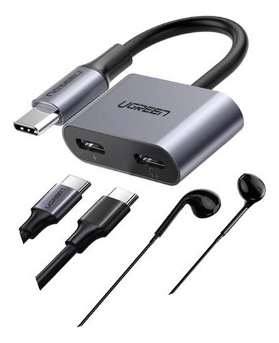 Ugreen Adaptador Usb C Dual Carga Audifonos Android Portable