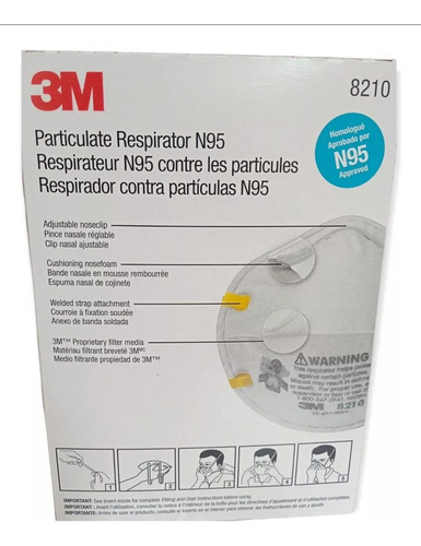 Barbijo 3m 8210 Industrial Resistente Al Polvo Blanco
