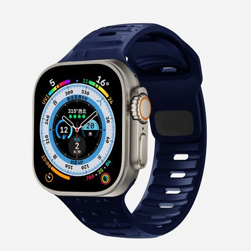 Pulseira De Silicone Mariner Premium Compativel Com Apple Watch Ultra 1 2 e 3 Iwatch 10 9 8 7 6 5 4 3 2 1 Se 44mm 45mm 46mm Ultra 49mm - Cor Azul Marinho