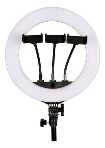 Aro De Luz Led Celular 18 Pulgadas 3 Celulares 45cm Fotos Color Negro