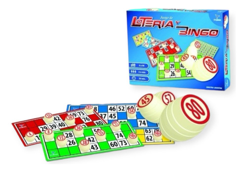 Lotería Bingo Con Fichas De Madera Barriles Toto Games