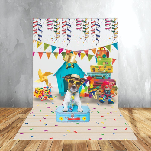 Fundo Fotográfico Pet Shop 1,20 X 1,70 M Tecido Sublimado 3d Cor Carnaval - Ja1121 Desenho Impresso Modelos