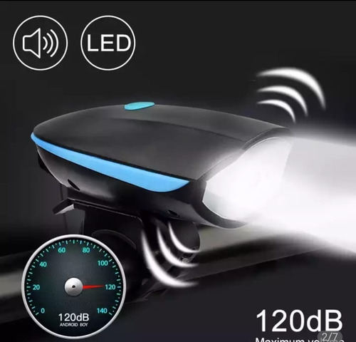 Imagem 4 de 6 de Kit Farol Bike Recarregável Usb Iluminação Noturna Buzina