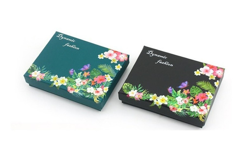 Imagen 1 de 6 de Una Caja De Regalo Para Joyas Color Verde Floral 7x9cm