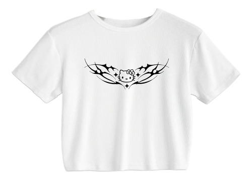 Crop Top Blanco Hello Kitty Tribal - Sanrio Japon Aesthetic