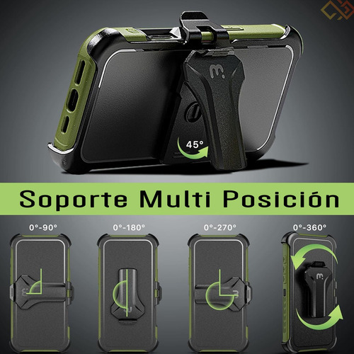 Funda Para Iphone 16 Pro Max Mybat Pro Maverick Clip Soporte Verde Maverick Series