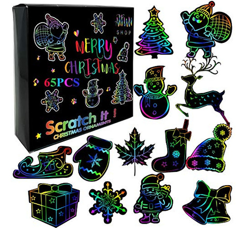 Adornos De Navidad Scratchs 65 Piezas Magic Scratch Art...