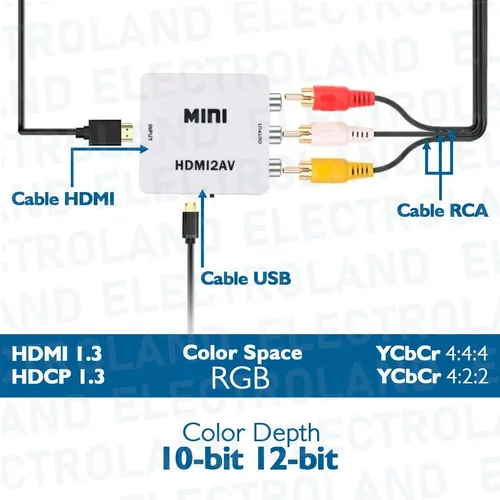 Conversor hdmi a rca adaptador tv tubo play convertidor 1080 clearance