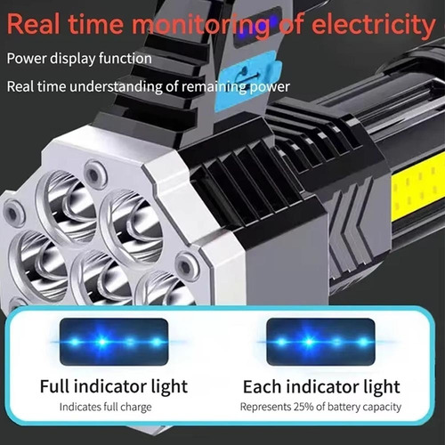 Linterna Led De 7 Modos, Lámpara Impermeable De 4 Modos Con