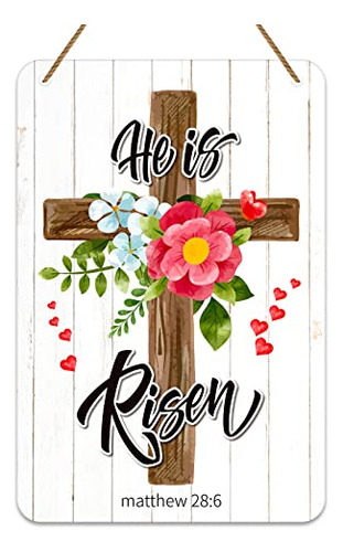 He Is Risen Easter Decorations Sign 8 X12  Easter Cross...