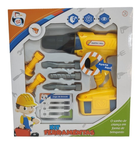 Kit Ferramentas Com Bancada E Furadeira Elétrica Infantil