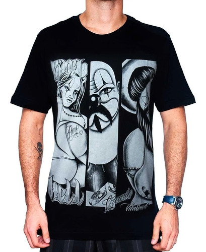 Camiseta Vitaboard Cranio Tattoo Preta