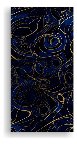 60x30cm Cuadro Decorativo Estampado Azul Oscuro Y Efecto Vis