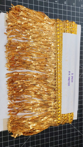 Fleco De Lentejuela 13cm X 9 Mts Dorado