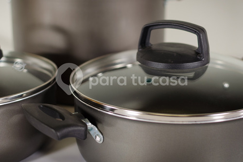Batería De Cocina Cacerola 5 Pzas Aluminio Teflón Mta Ct