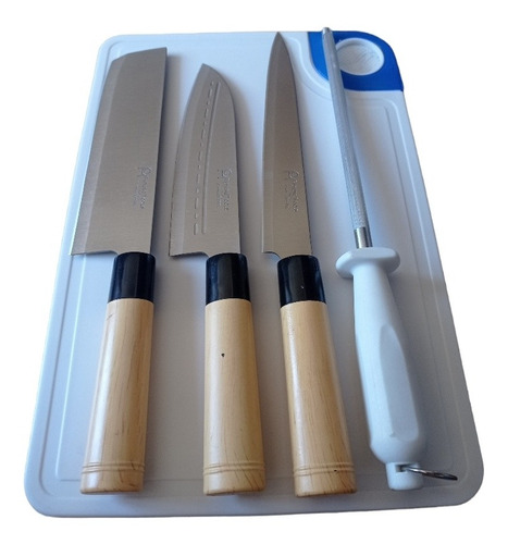 Set De Cuchillos Para Sushi Tabla Y Afilador