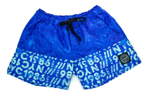 Vik Vok Short De Baño Lifestyle Niño Letras Azul Ras