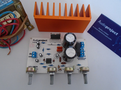 Modulo Amplificador 60 Watts Con control agudos medios graves y volumen - con Trafo y Disipador - Audioproject