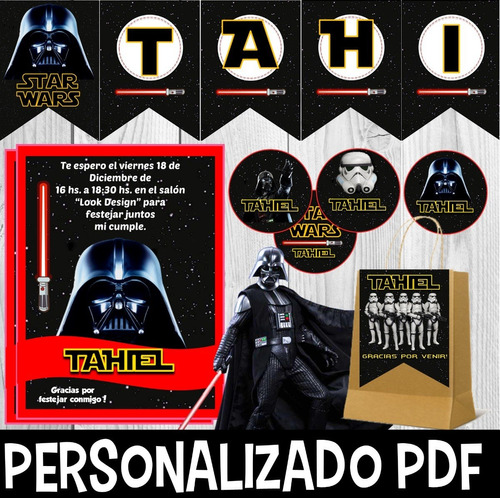 Kit Imprimible Candybar Star Wars Darth Vader Personalizado