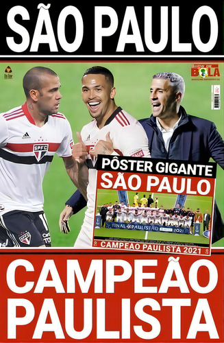 Show de Bola Magazine Super Pôster - São Paulo Campeão Paulista 2021, Vol. 69. On Line Editora, Capa Mole, Edição 69 Em Português, 2020