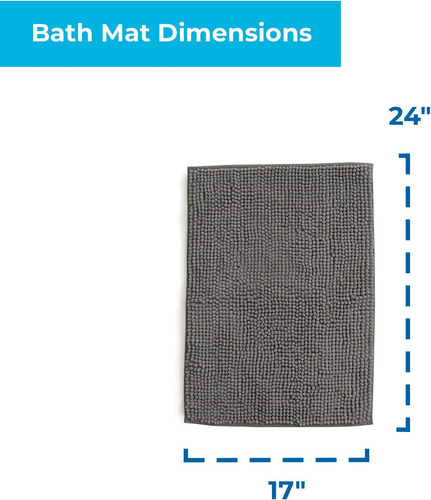 Linenspa Chenille Bath Mat: 1 Pieza, No Deslizamiento, Absor