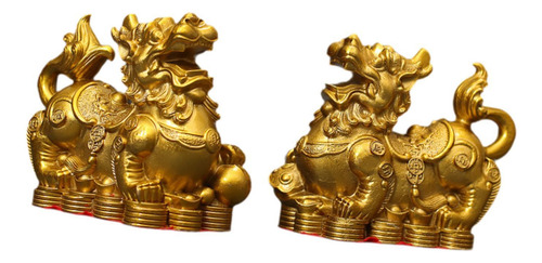 2x Estátua Pixiu Chinês Feng Shui Estatueta Animal Adorno