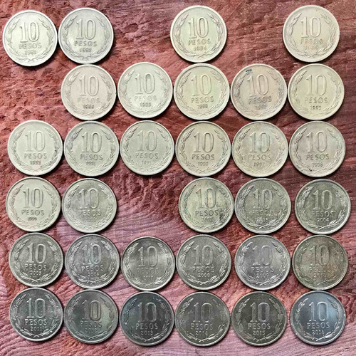 Colección Monedas 10 Pesos 1981 A 2016 Chile