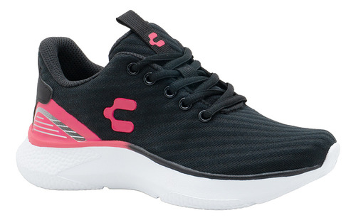 Tenis Para Mujer Walking Relax Urbano Charly® Color Negro Fiusha