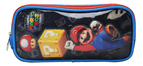 Lapicera Super Mario Bros Movie 3 Cierres Estampado Ruz Color Rojo/azul/negro