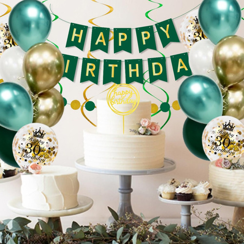 Decoración Kit De Globos Feliz Cumpleaños Guirnalda 30 Años Color Dorado Dorado