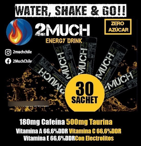 30 Bebidas Enérgicas 180mg Cafeína 500mg Taurina Vitaminas